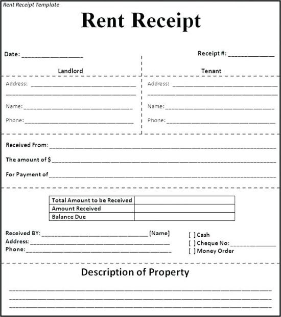 Rent Deposit Receipt Template Excel Excel Templates