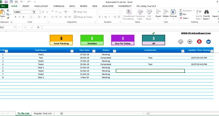 daily task list template excel